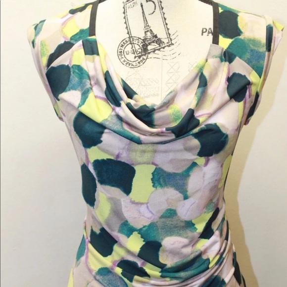 Simply Vera By Vera Wang Sleeveless Blouse Women Brown Yellow Abstract Small - Picture 2 of 7